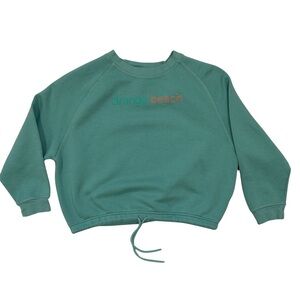 Artisans Orange Beach Cropped Sweatshirt Sea-Foam Green Drawstring Hem Ladies XL